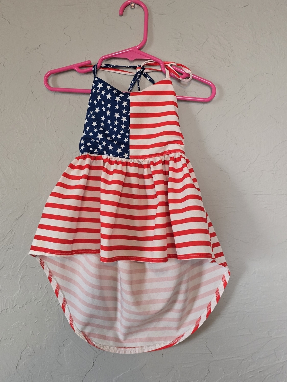 Baby Girl 4th of July Outfit, USA Flag Halter Top Dress  1-2T